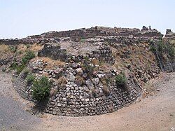 The northwestern tower of Belvoir Fortress, outside which the village Kawkab al-Hawa expanded.