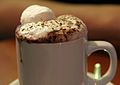 Hot chocolate with whipped cream.