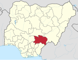 Location of Benue State in Nigeria