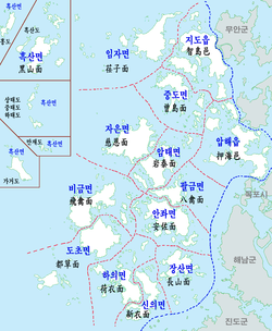 Position of Anjwa-myeon in the south-central region of Shinan County