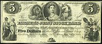 $5 note issued in 1849 from its Green Bay, Wisconsin office