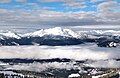 Southeast aspect of Rainbow Mountain centered in the distance. View from ski slopes at Whistler.