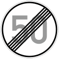 End of 50 km/h speed limit sign