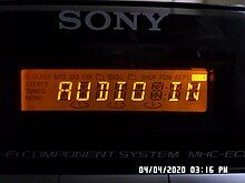 A Sony Mini Hi-Fi Component System which utilizes a fourteen-segment display.