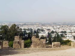 Partial view of the modern municipality from Amilcar in Sidi Bou Said