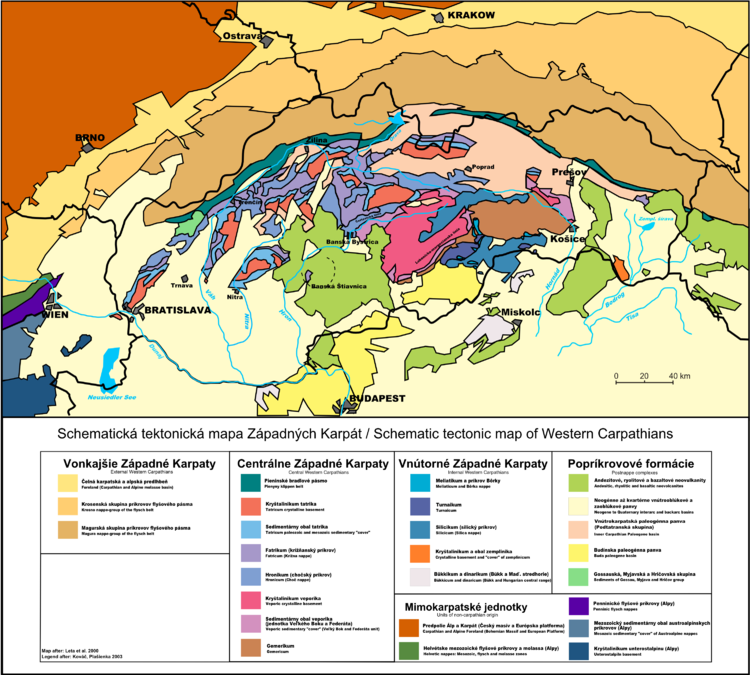 Tectonic map of the Western Carpathians