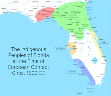 A map of indigenous people of Florida at the time of contact.