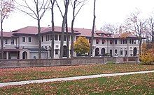 The exterior of the main house at J. Ogden Armour's Mellody Farm in Lake Forest, Illinois.