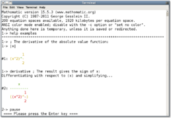 Mathomatic screenshot under Gnome Terminal