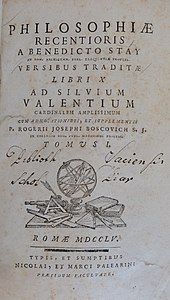 Title page of a 1755 copy of "Philosophiae recentioris a Benedicto Stay versibus traditae libri x"