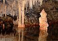 Distinctive stalagmites and stalactites of the Diros caves