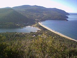 Eaglehawk Neck from Martin Cash's lookout.