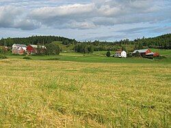 View of the Finstad farm area in Stod