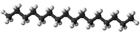 Ball-and-stick model of the hexadecane molecule