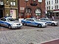 Police cars in front of the notorious Davidwache in Hamburg