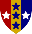 Southern Command Royal Electrical and Mechanical Engineers (Three vertical red, yellow, blue stripes with blue vertical stars and two white outer stars)