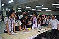 Participants of the TIP CITE week take pose at the booth of Wikimedia Philippines