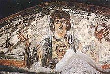 fourth century wall painting of mother and child