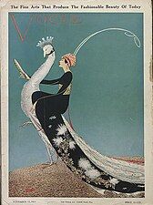 Japanese inspiration/Japonisme: Cover of Vogue, November 15, 1911, by George Wolfe Plank, chromolithograph, multiple locations[38]