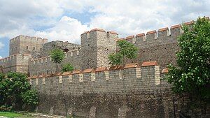 A photograph of a large double-layered fortification.