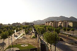 View of the city showing its Pink Floyd park and surrounding mountains.