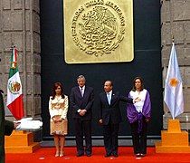 President Néstor Kirchner and President Felipe Calderón in Mexico City; July 2007.