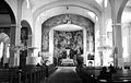 Interior of the church, on the left old presbytery with altar.