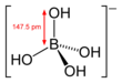 Stereo, skeletal formula of tetrahydroxyborate with a dimension