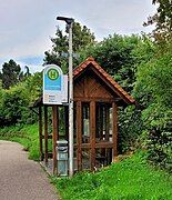 A wooden bus shelter in Baden-Württemberg, Germany