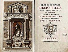 frontispiece and title page from eighteenth-century catalogue of Greek codices