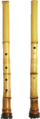 Top and bottom-side views of a shakuhachi, end-blown bamboo flutes from Japan