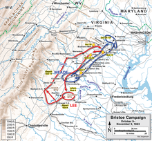 A map of the Bristoe Campaign