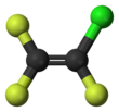 Ball-and-stick model of chlorotrifluoroethylene