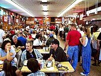 Tables at Katz's on a typical Sunday