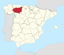 Map of Spain with the province of León highlighted