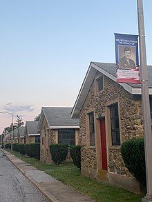 Maximilian Lerner's banner hanging at Camp Ritchie following his passing in 2022.