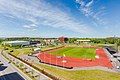 The sports stadium on Campus Valla. Campushallen — housing indoor sports facilities — is on the left.