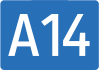 Motorway A14 shield}}