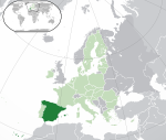 Map showing Spain in Europe