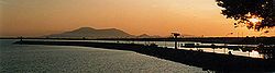 Ampolla harbour, with Serra del Montsià behind