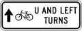 R9-25b Bicycle U and left turns (straight arrow)