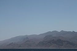 View of Murcanyo town at the foot of the Jebel (جبل) Murcanyo mountains