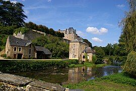 The watermill and the Château de Thévalles, in Chémeré-le-Roi