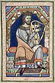 Circa 1200 A.D., England. Westminster Psalter. David playing European harp.