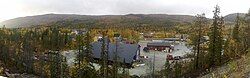 View of the village of Brekkvasselv in Namsskogan