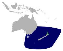 Map showing distribution of grey-faced petrels.