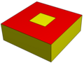 (genus 0) with two 1-holed-faces (top and bottom). V=16, E=20, F=8, H=2. 3-connected