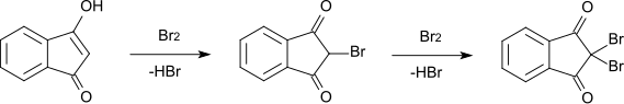 File:Bromination 1,3-Indanediol.svg