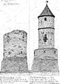 The Stone Tower before and after remodelling.