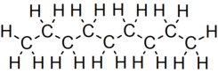 Skeletal formula of nonane with all implicit carbons shown, and all explicit hydrogens added